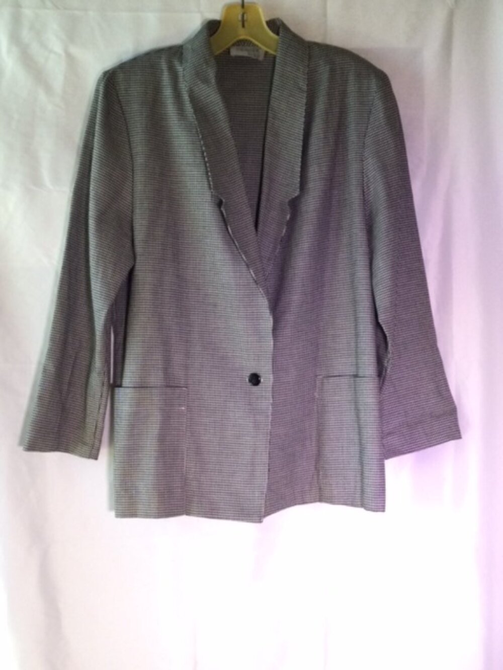 Petites by Fundamental Things Micro Check Blazer Women's Cotton Blend Jacket